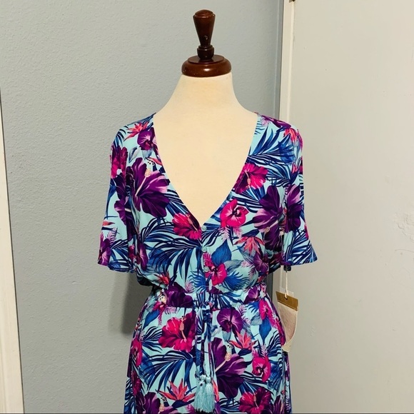 Sunday Mi Amor Maxi Purple Floral Summer Dress Size XS MSRP $80 - Picture 2 of 7